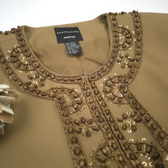 Doncaster Collection Beaded Embellished Tan Blazer Jacket Sz 14 - Picture 8 of 15